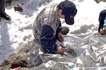 Un lavoratore di roccia all'opera
